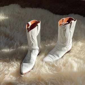 White leather cowboy boots